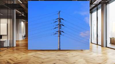 Electric steel poles in the blue sky background Wall mural