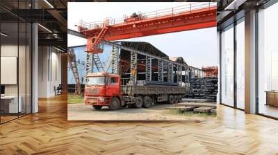 ingot and truck in a steel factory Wall mural