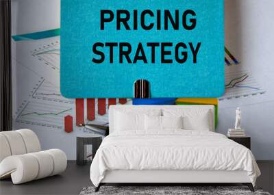 PRICING STRATEGY - words on a green piece of paper on the background of a chart and a pen Wall mural