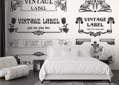 set of vector labels in art nouveau Wall mural