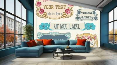 set of vector labels in art nouveau Wall mural