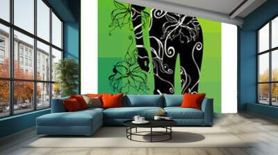 silhouette, woman, flower Wall mural