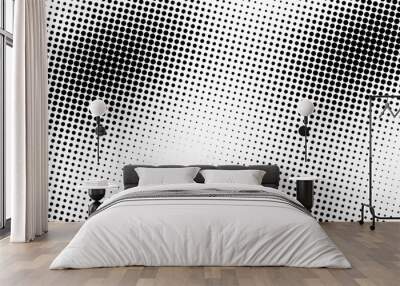 Abstract halftone pattern texture. Background is black and white Wall mural