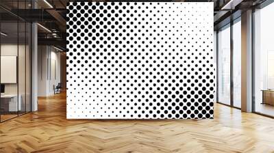 Abstract halftone pattern texture. Background is black and white Wall mural