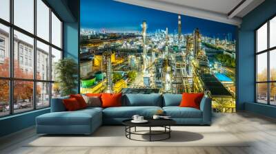 Aerial view of refinery chemical plant in industrial area Wall mural