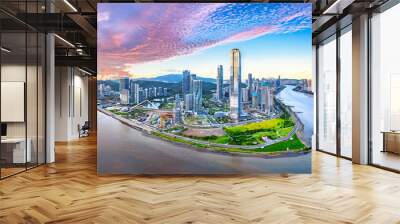 Aerial view Zhuhai city financial district skyline panorama Wall mural