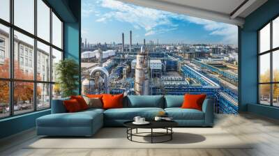 Petrochemical plant industrial area equipment building landscape Wall mural