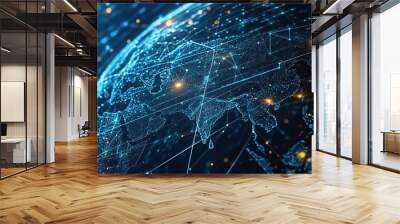 Global Digital Network communication concept design illustration，generated with AI. Wall mural