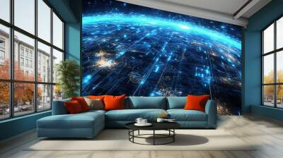 Global Digital Network communication concept design illustration，generated with AI. Wall mural