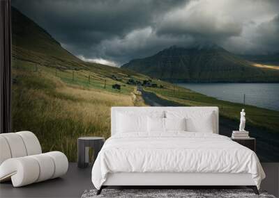 Autumn scenery in the Faroe Islands Wall mural