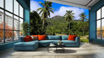 The scenery of Seychelles islands in the Indian Ocean Wall mural