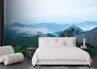  Great Wall in China，The Great Wall and the beautiful clouds in the morning Wall mural