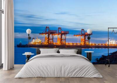 cargo terminals in the evening Wall mural