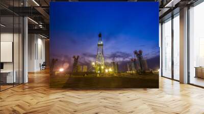 In the evening of oilfield derrick Wall mural