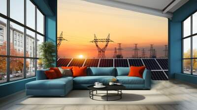 Pylon and photovoltaic panels Wall mural