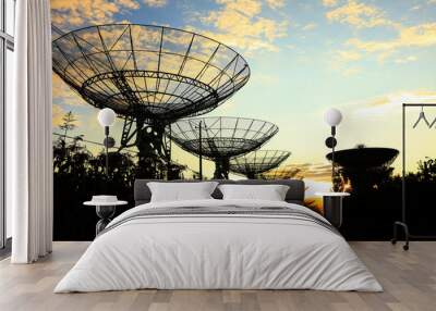 The silhouette of a radio telescope Wall mural