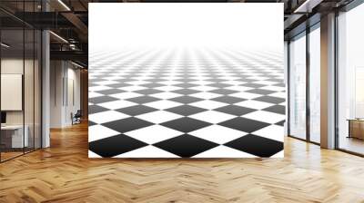 Checkered tile geometric perspective checkerboard surface material vector background illustration. Wall mural