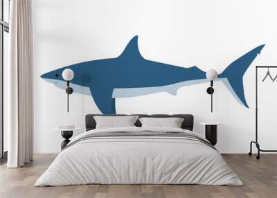 Vector illustration dangerous great white shark Wall mural