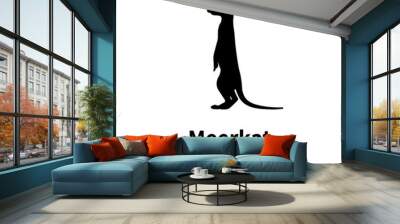 Vector illustration of a silhouette standing meerkat Wall mural