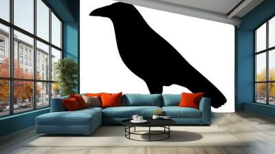 Vector illustration of black silhouette of a crow Wall mural