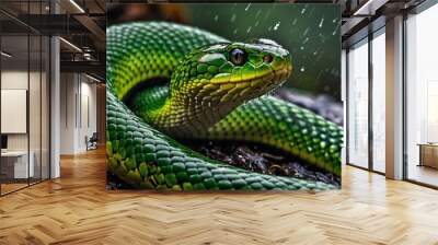 green snake on a tree Wall mural