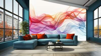 Abstract art background with dreamy gradient colors，geometric wave design concept on whtie background. Wall mural