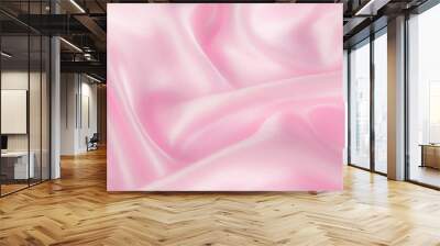 Abstract pink silk fabric texture background. Cloth soft wave. Creases of satin Wall mural