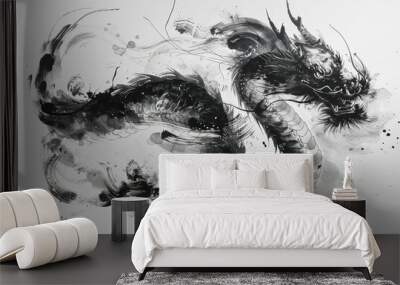 Chinese ink painting dragon Wall mural