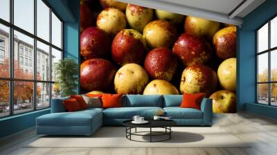 fres  chinese jujubes on wood background Wall mural