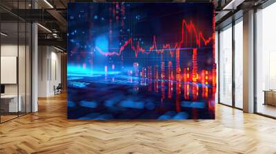 Stock market graph trading analysis investment financial, Abstract finance background. Wall mural