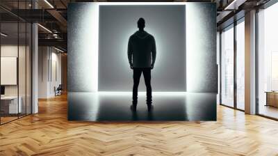 person standing in front of a blank canvas, representing the limitless potential for creativity and self-expression, REALISTIC (AI Generated) Wall mural