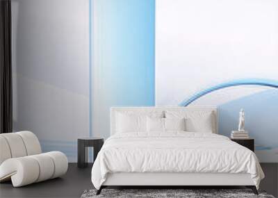 Abstract blue and white geometric shapes on a white background. Wall mural