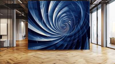 Abstract swirling blue and white lines create a futuristic digital vortex. 
 Wall mural