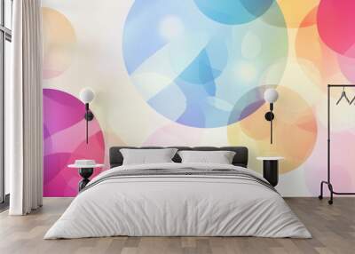 A vibrant abstract background featuring colorful circles and soft shapes, forming a calming and modern composition in pastel tones. This elegant vector design creates a harmonious visual, making it pe Wall mural