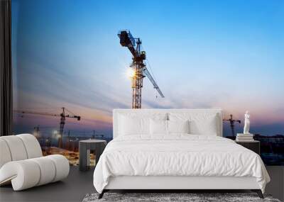 buildings under construction with sunset Wall mural