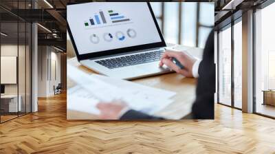 businessman checking financial reports Wall mural