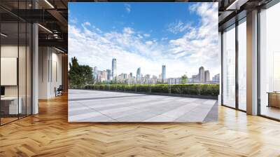 cityscape and skyline of chongqing in sunny day from empty floor Wall mural