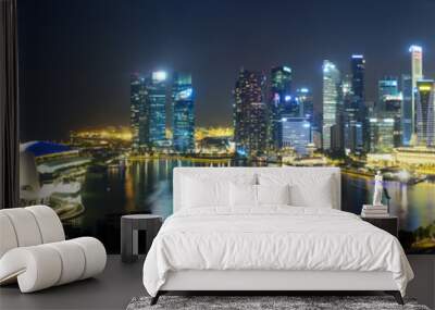 cityscape of singapore at night Wall mural