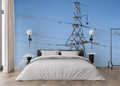 electricity pylon on hill Wall mural