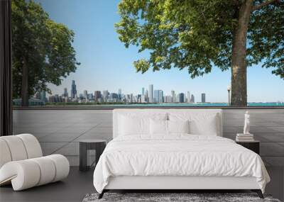 empty ground with skyline in garden Wall mural