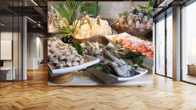 fresh seafood on table Wall mural