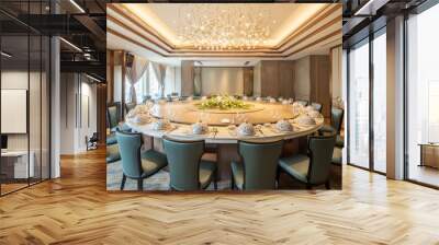 interior of chinese restaurant with table and seat Wall mural