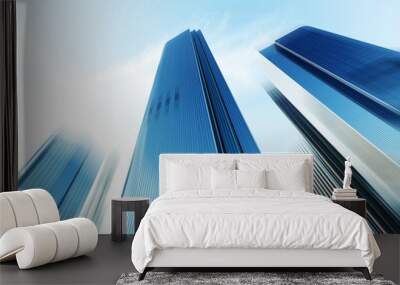 look up modern office building in cloud sky Wall mural