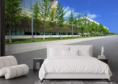 modern building with empty road floor Wall mural