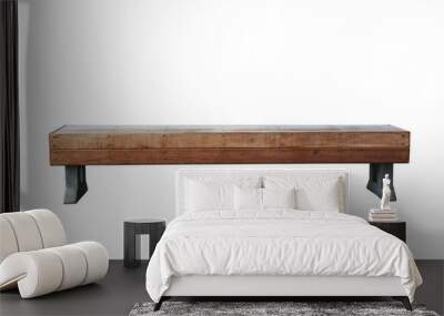 old vintage wood bench against white background Wall mural