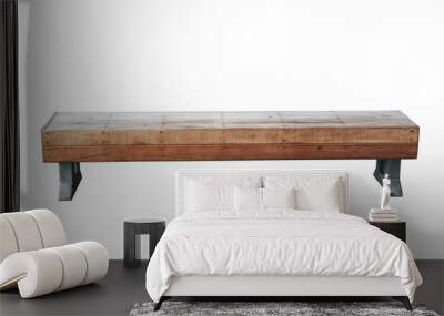 old vintage wood bench against white background Wall mural