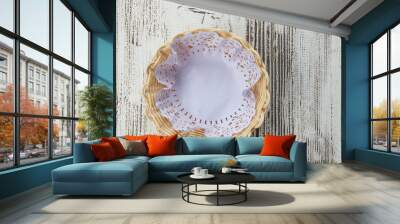 plate on the wooden table Wall mural