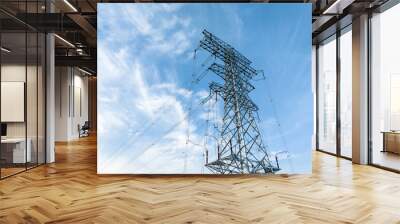 power pylon in blue sky Wall mural