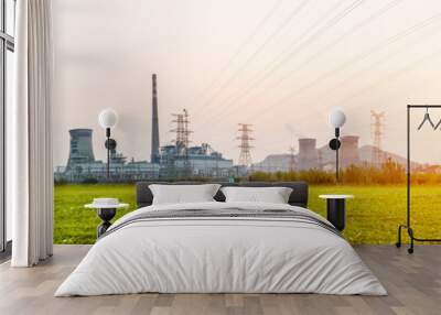 Power station during sunset Wall mural