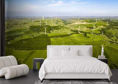 view of wind power turbine in field Wall mural